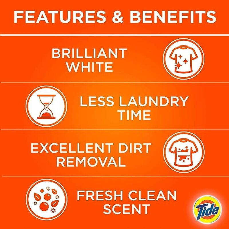Tide Automatic Laundry Powder Detergent, Original Scent White 5kg
